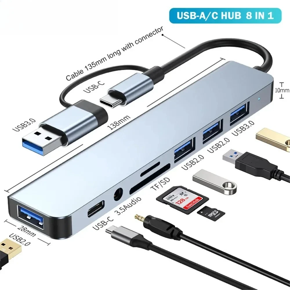 Laptop Accessories Must Have - Hub USB-C 8 w 1 Rozdzielacz