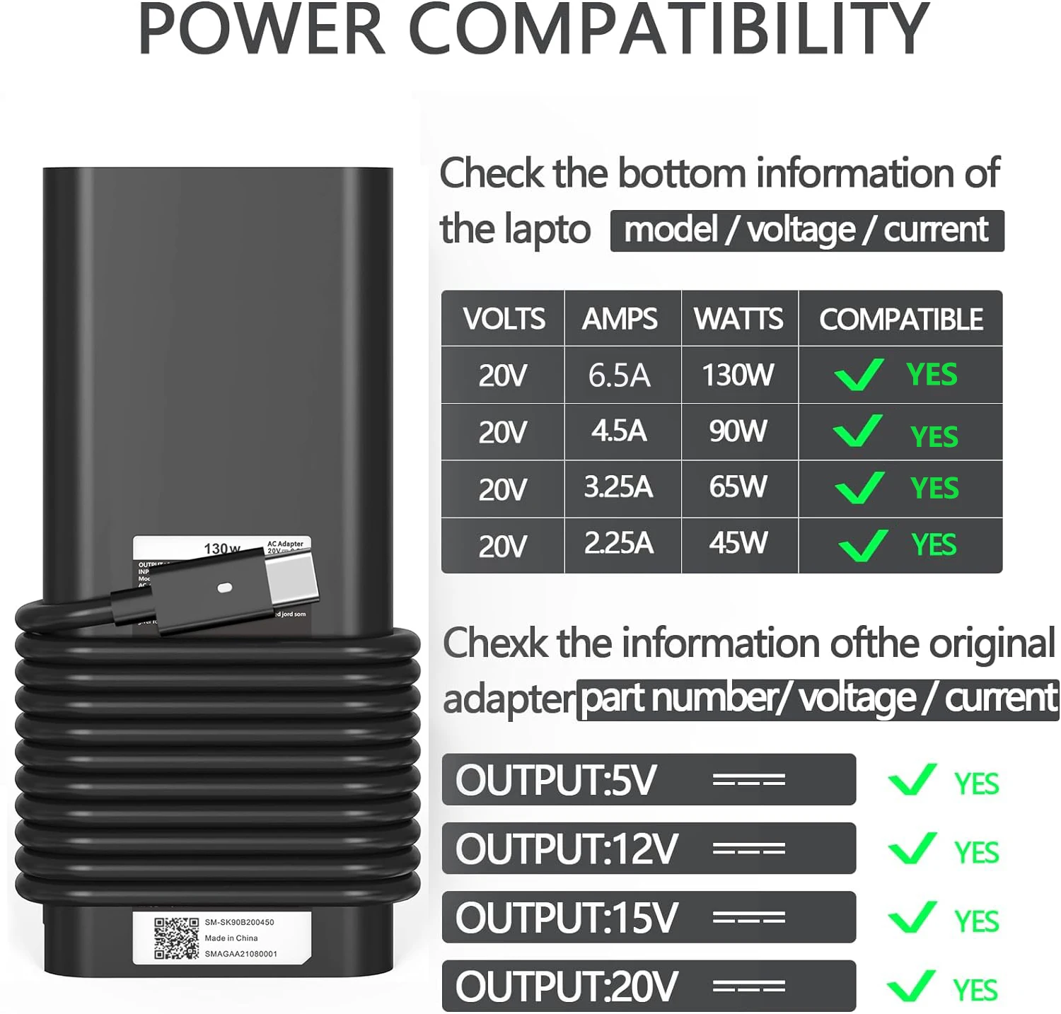 20V 6.5A 130W Laptop Adapter A – Laptop Accessories Shop recenzja i cena